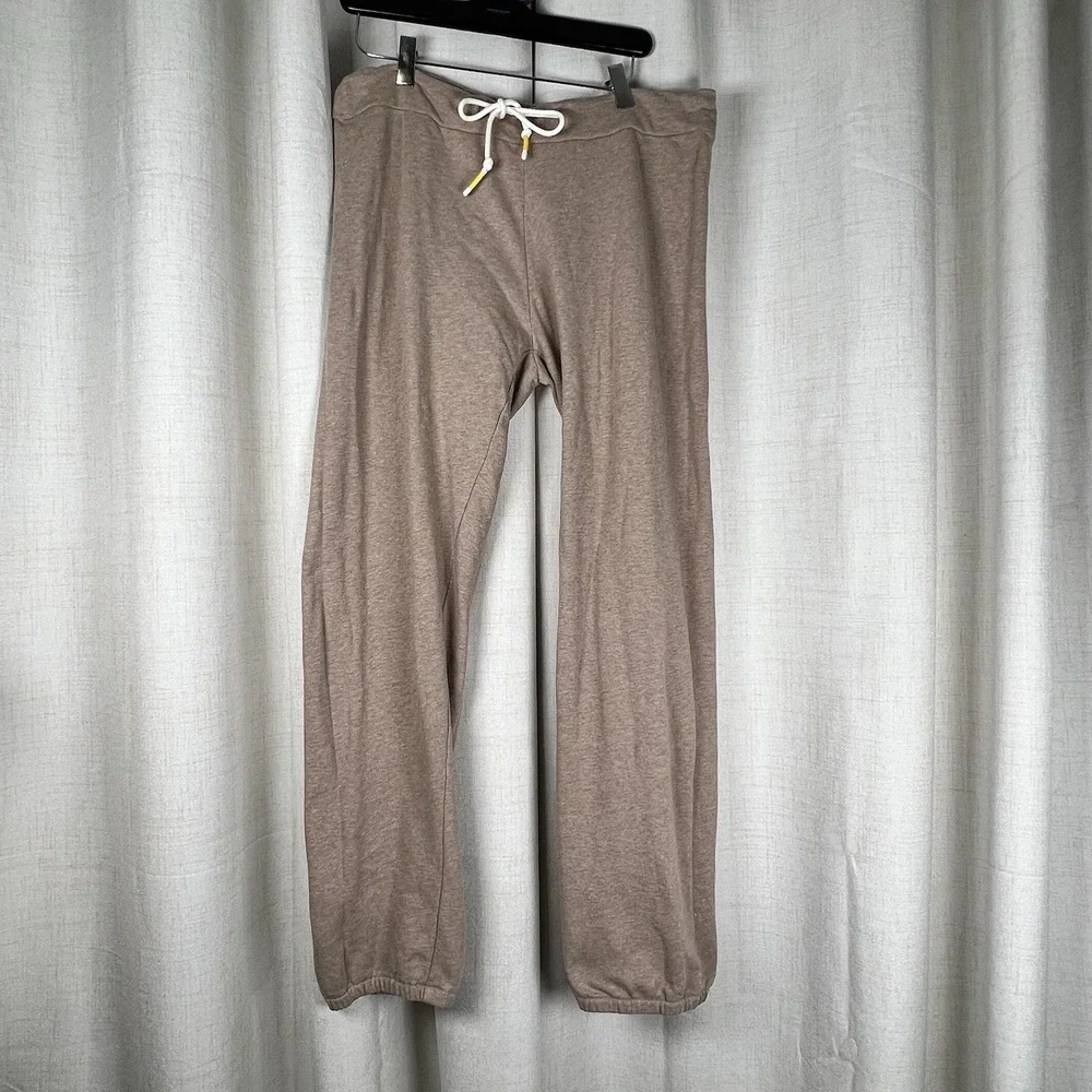 Tory Burch Sport Tan Sweatpants Joggers Womens Sz Large‎ Cotton Blend Drawstring